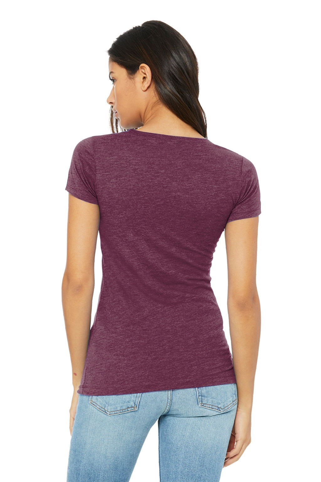 Bella + Canvas BC8413/8413 Womens Short Sleeve Crewneck T-Shirt Maroon Model Back