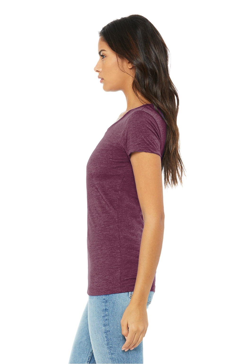 Bella + Canvas BC8413/8413 Womens Short Sleeve Crewneck T-Shirt Maroon Model Side