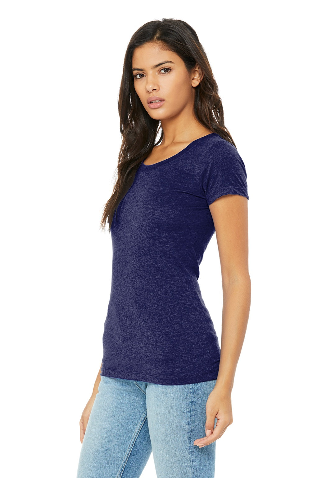 Bella + Canvas BC8413/8413 Womens Short Sleeve Crewneck T-Shirt Navy Blue Model 3Q