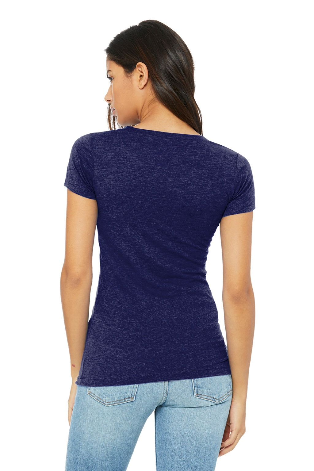 Bella + Canvas BC8413/8413 Womens Short Sleeve Crewneck T-Shirt Navy Blue Model Back