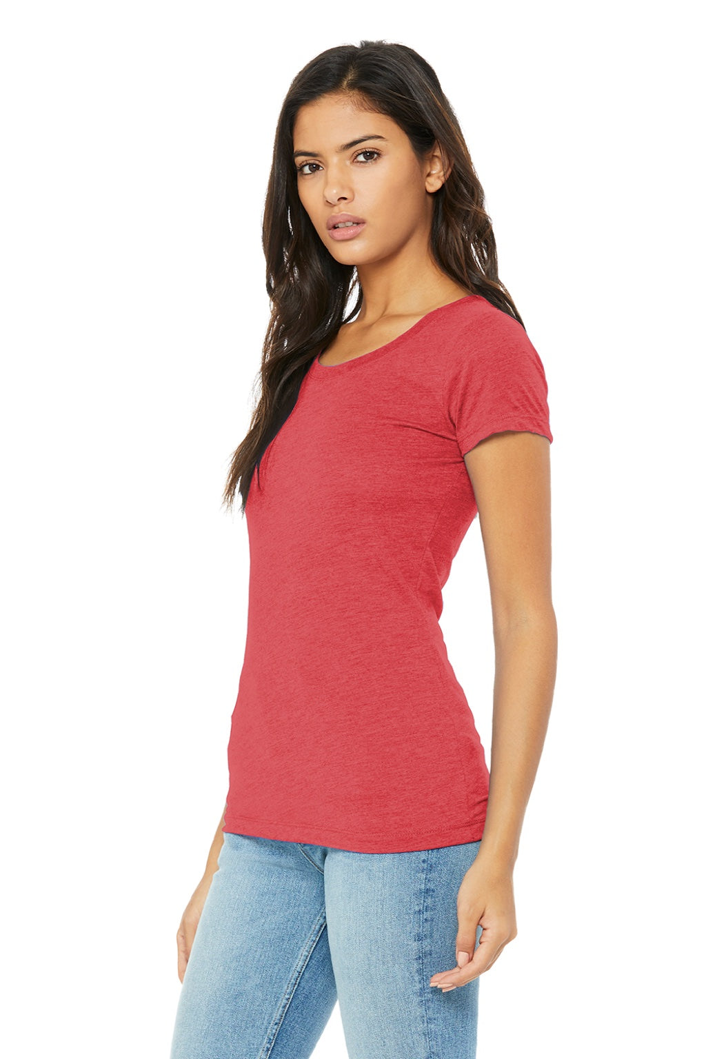 Bella + Canvas BC8413/8413 Womens Short Sleeve Crewneck T-Shirt Red Model 3Q