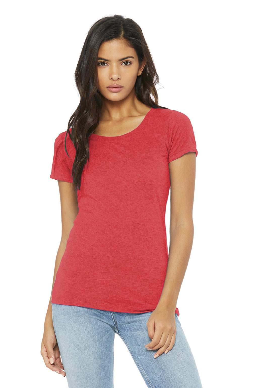 Bella + Canvas BC8413/8413 Womens Short Sleeve Crewneck T-Shirt Red Model Front