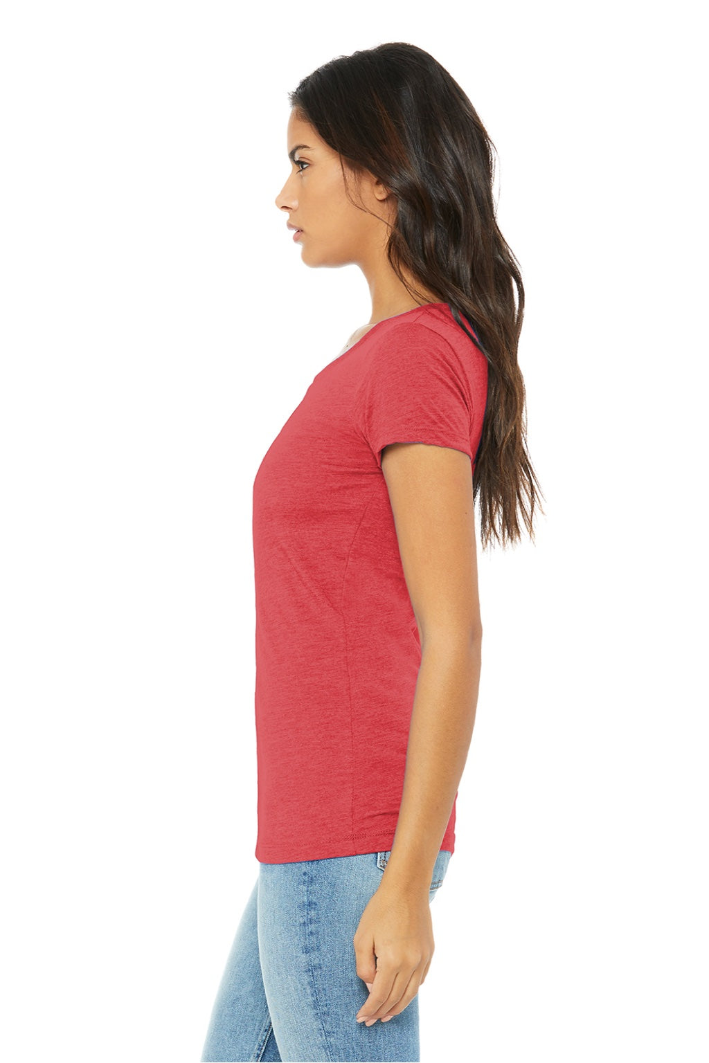 Bella + Canvas BC8413/8413 Womens Short Sleeve Crewneck T-Shirt Red Model Side