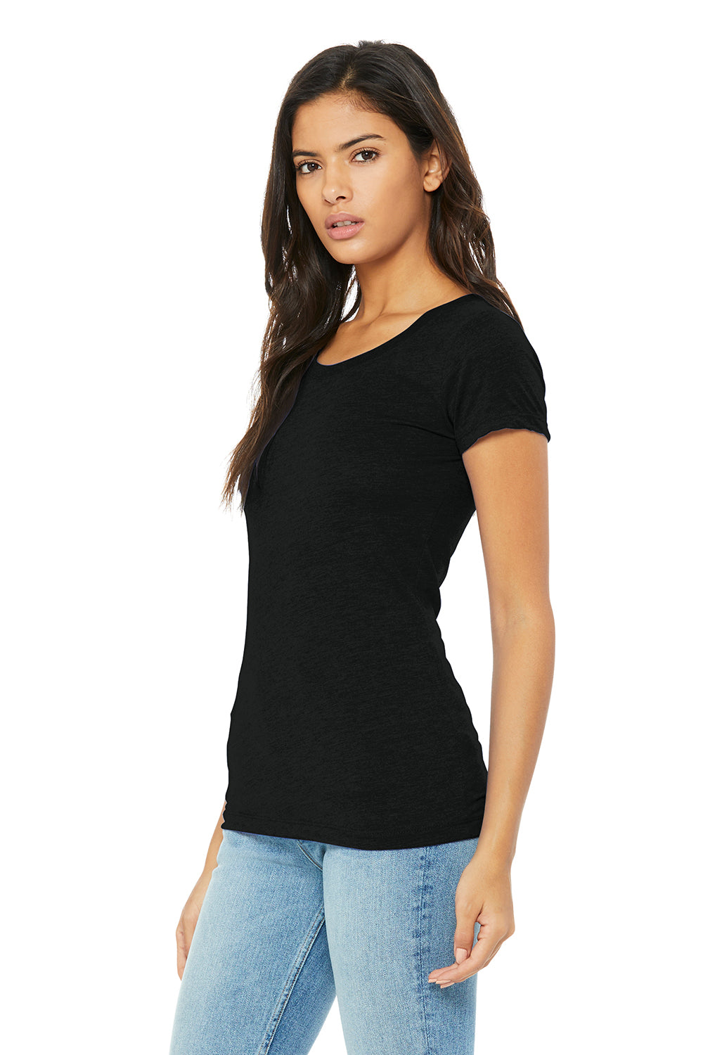 Bella + Canvas BC8413/B8413/8413 Womens Short Sleeve Crewneck T-Shirt Solid Black Model 3Q