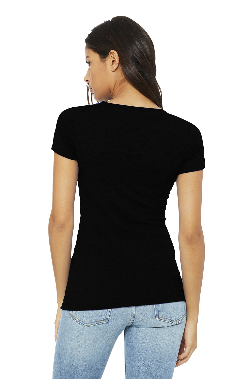 Bella + Canvas BC8413/B8413/8413 Womens Short Sleeve Crewneck T-Shirt Solid Black Model Back