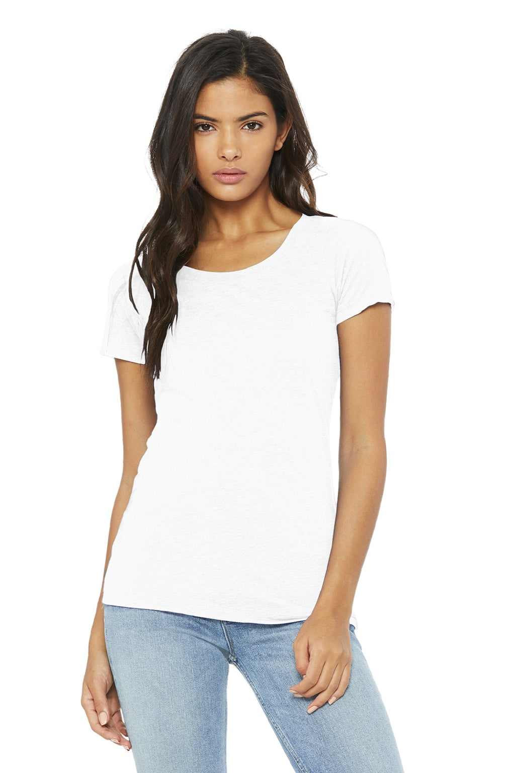Bella + Canvas BC8413/8413 Womens Short Sleeve Crewneck T-Shirt Solid White Model Front