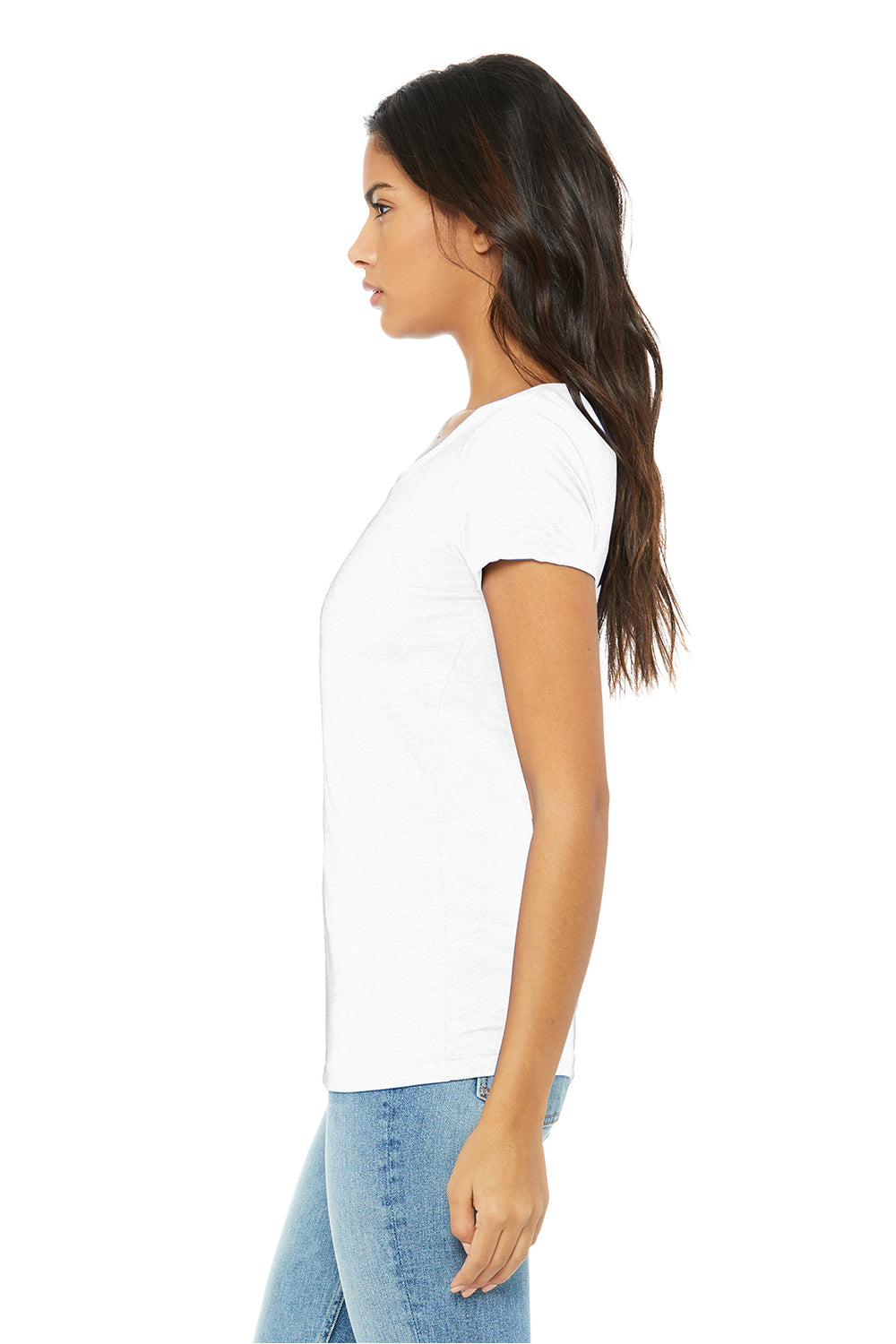 Bella + Canvas BC8413/B8413/8413 Womens Short Sleeve Crewneck T-Shirt Solid White Model Side
