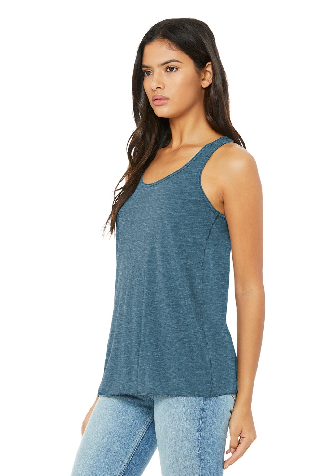 Bella + Canvas BC8800/8800 Womens Flowy Tank Top Denim Blue Slub Model 3Q
