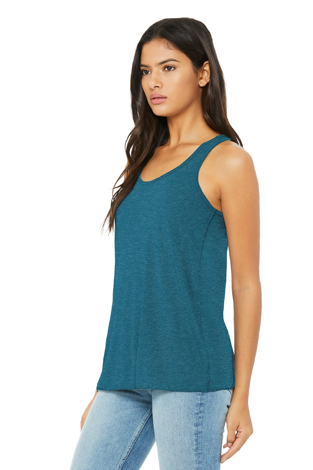 Bella + Canvas BC8800/8800 Womens Flowy Tank Top Heather Deep Teal Green Model 3Q