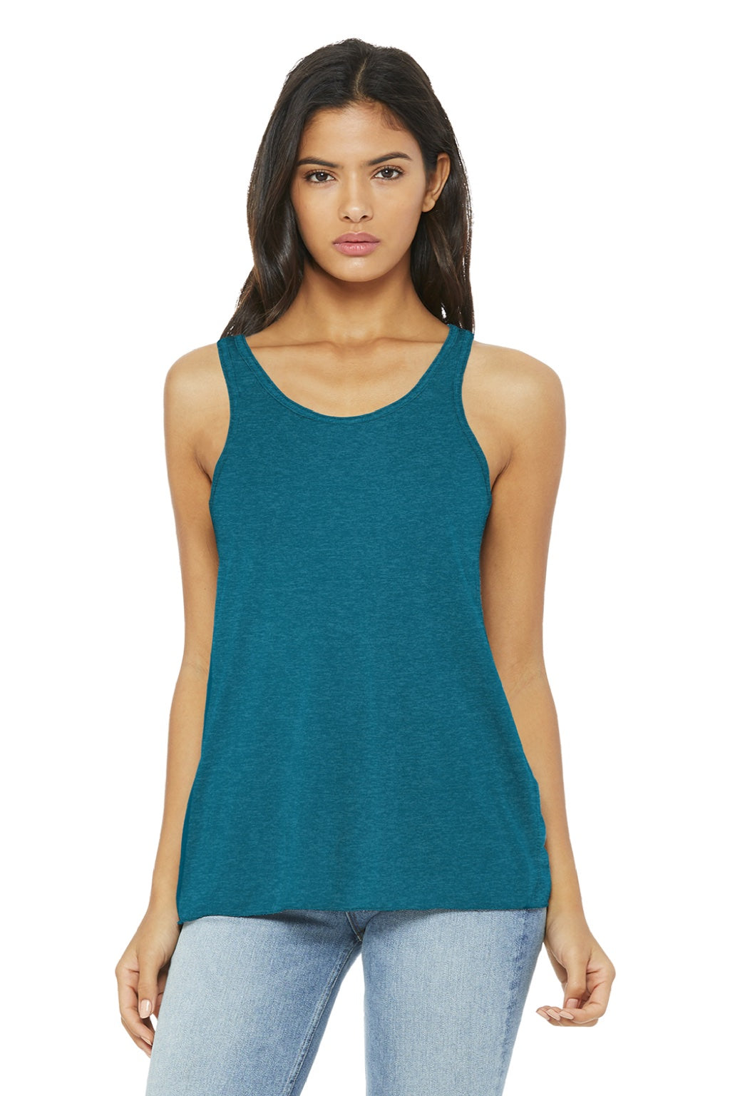 Bella + Canvas BC8800/8800 Womens Flowy Tank Top Heather Deep Teal Green Model Front