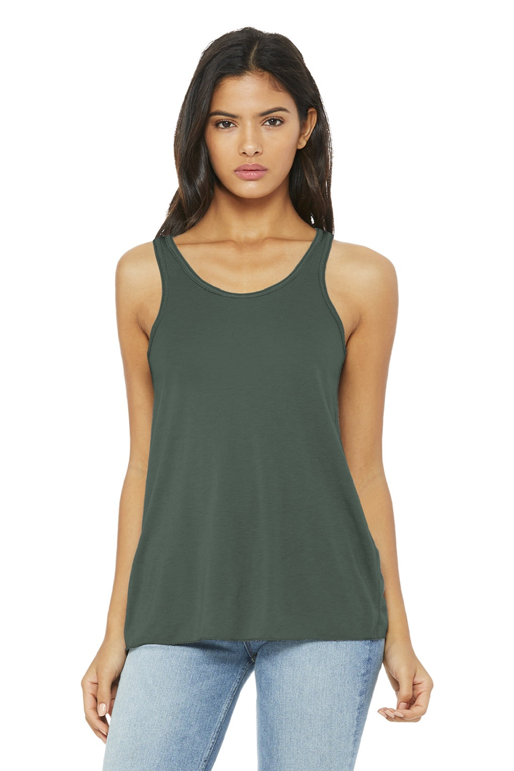 Bella + Canvas BC8800/8800 Womens Flowy Tank Top Military Green Model Front