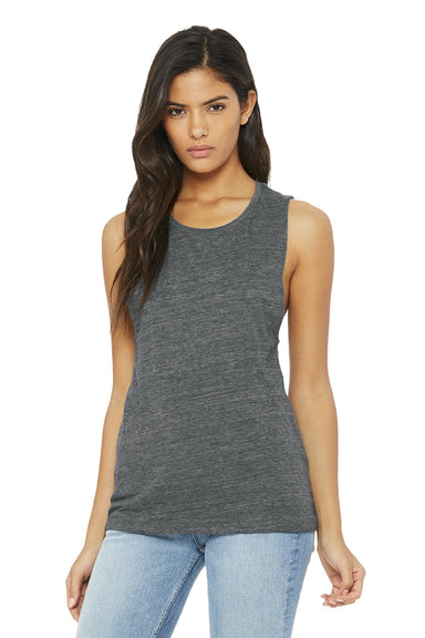 Bella + Canvas BC8803/8803 Womens Flowy Muscle Tank Top Asphalt Grey Slub Model Front