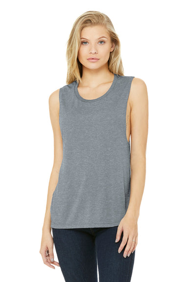 Bella + Canvas BC8803/8803 Womens Flowy Muscle Tank Top Heather Grey Model Front
