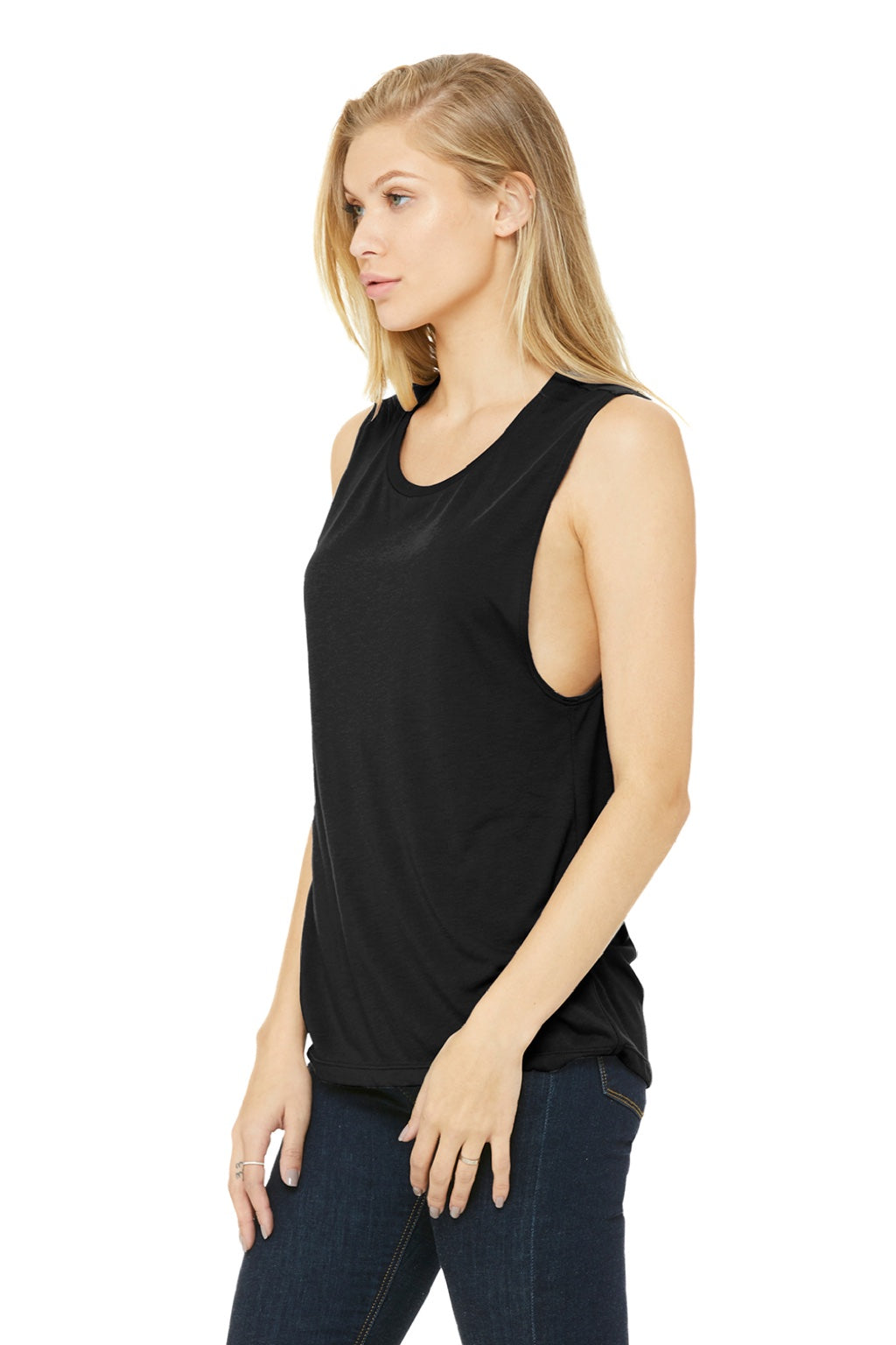 Bella + Canvas BC8803/8803 Womens Flowy Muscle Tank Top Black Model 3Q