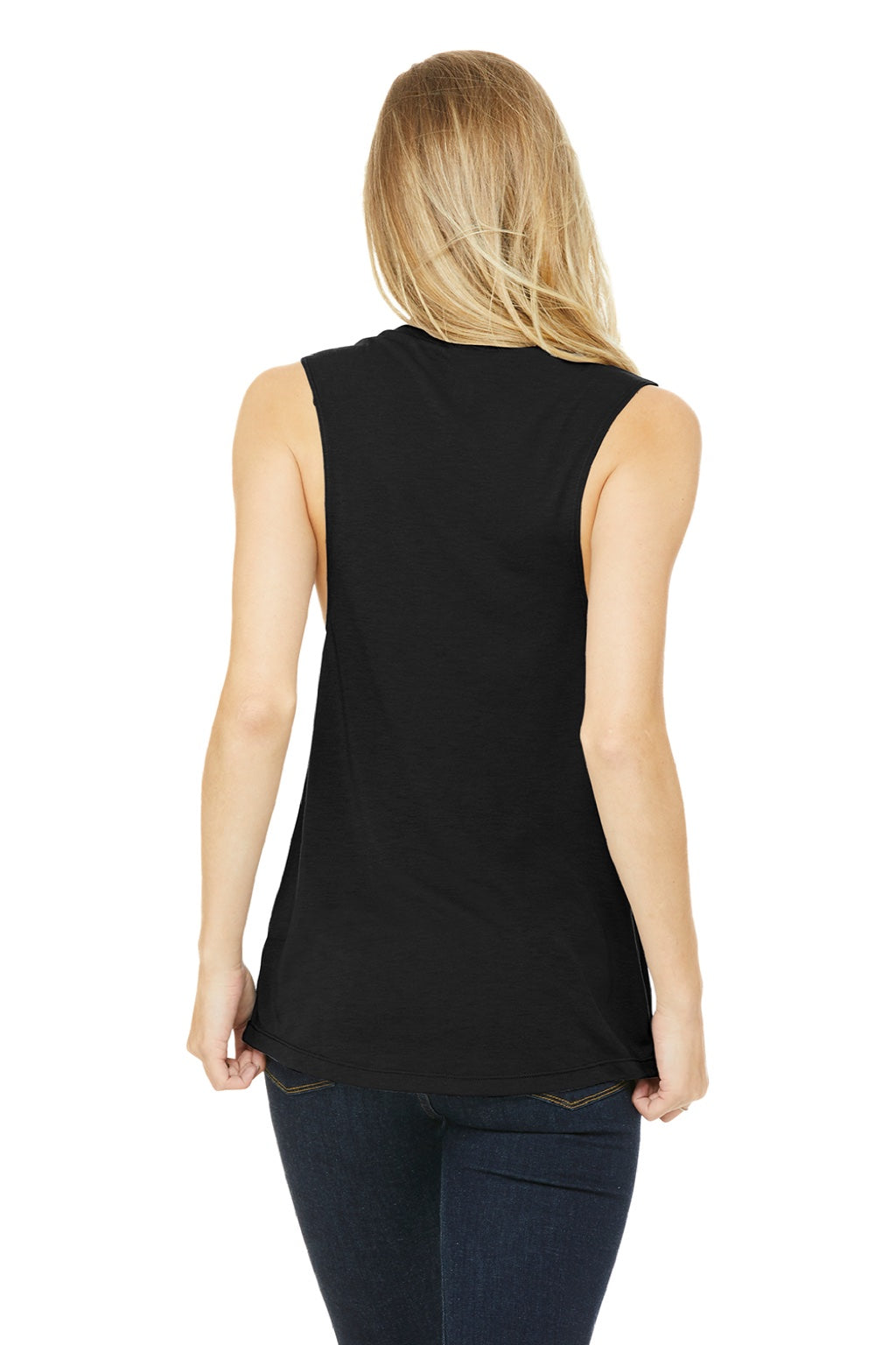 Bella + Canvas BC8803/8803 Womens Flowy Muscle Tank Top Black Model Back