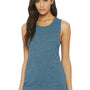 Bella + Canvas Womens Flowy Muscle Tank Top - Denim Blue Slub - Closeout