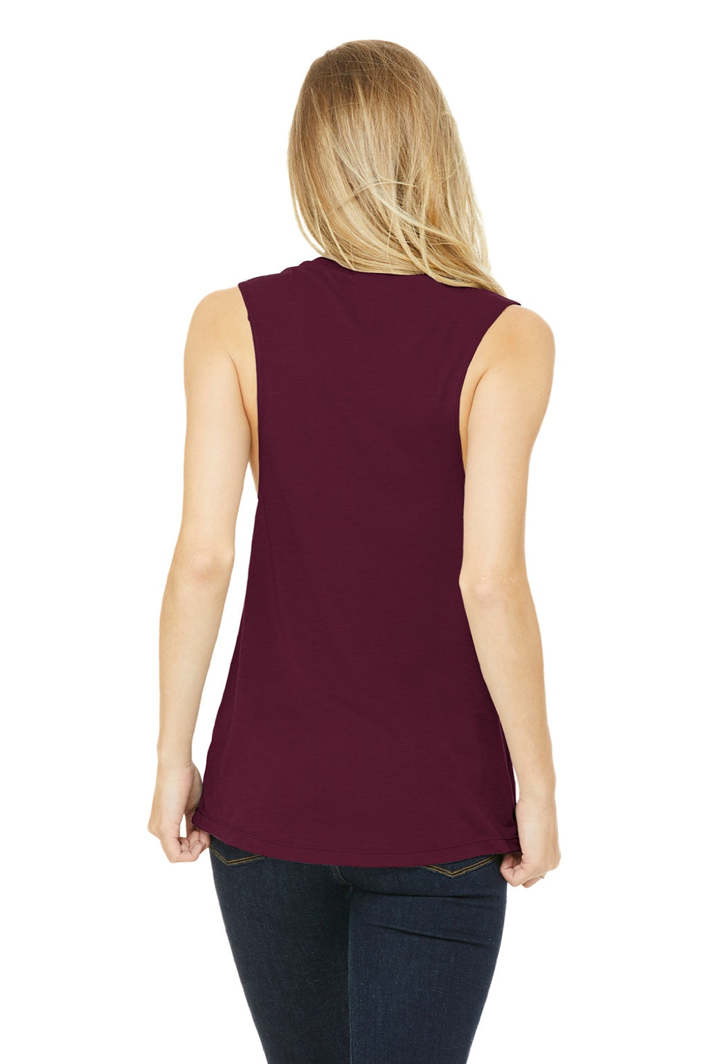 Bella + Canvas BC8803/8803 Womens Flowy Muscle Tank Top Maroon Model Back