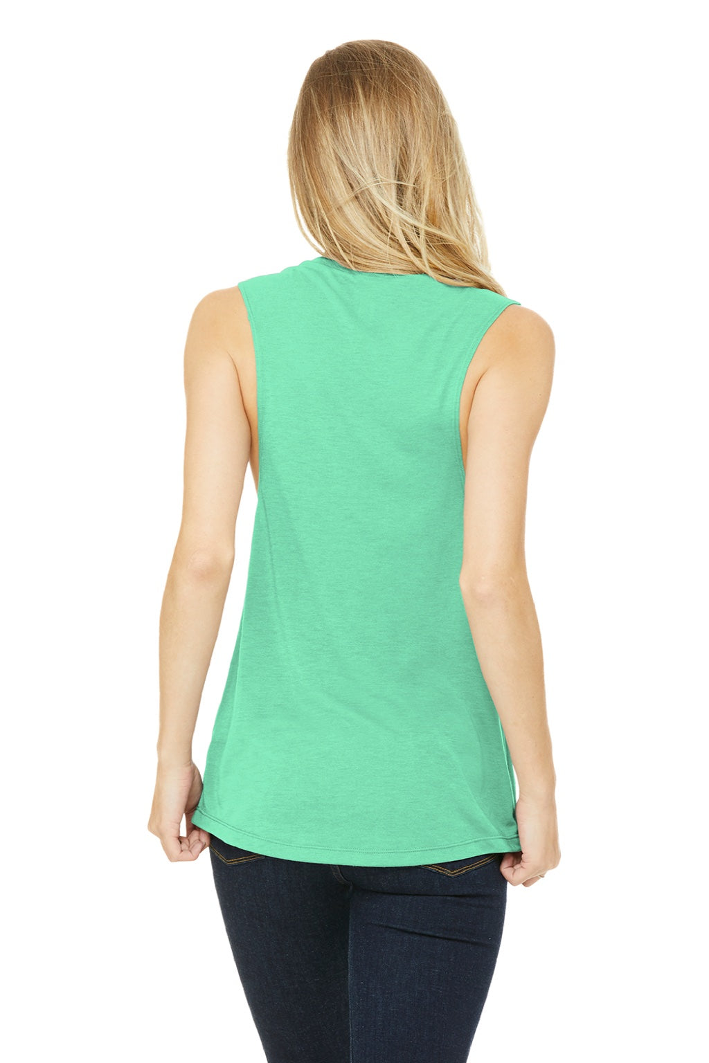 Bella + Canvas BC8803/8803 Womens Flowy Muscle Tank Top Mint Green Model Back