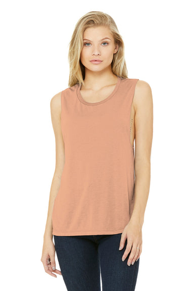 Bella + Canvas BC8803/8803 Womens Flowy Muscle Tank Top Peach Model Front