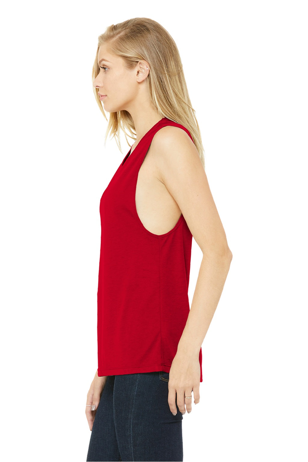 Bella + Canvas BC8803/8803 Womens Flowy Muscle Tank Top Red Model Side