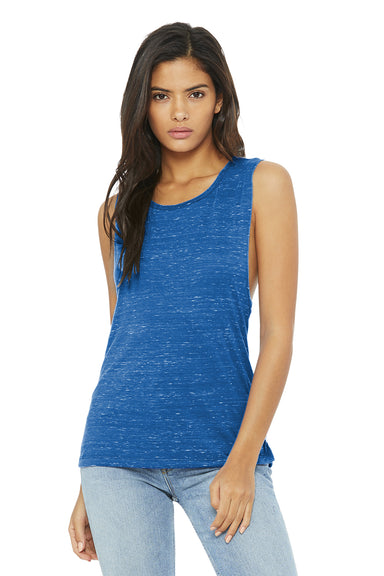 Bella + Canvas BC8803/B8803/8803 Womens Flowy Muscle Tank Top True Royal Blue Marble Model Front