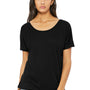 Bella + Canvas Womens Slouchy Short Sleeve Wide Neck T-Shirt - Black