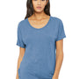 Bella + Canvas Womens Slouchy Short Sleeve Wide Neck T-Shirt - Blue Triblend