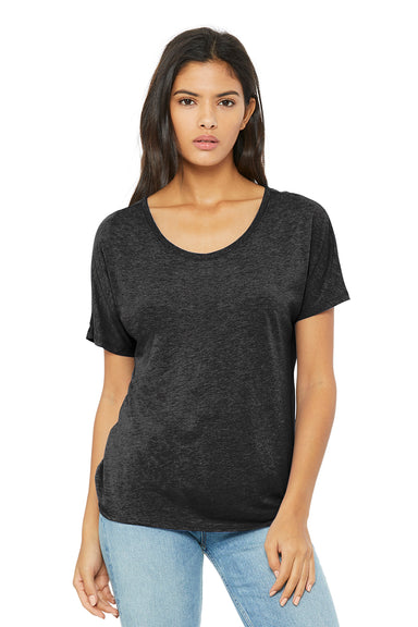 Bella + Canvas BC8816/8816 Womens Slouchy Short Sleeve Wide Neck T-Shirt Charcoal Black Triblend Model Front