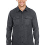 Burnside Mens Flannel Long Sleeve Button Down Shirt w/ Double Pockets - Charcoal Grey