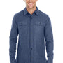 Burnside Mens Flannel Long Sleeve Button Down Shirt w/ Double Pockets - Denim Blue
