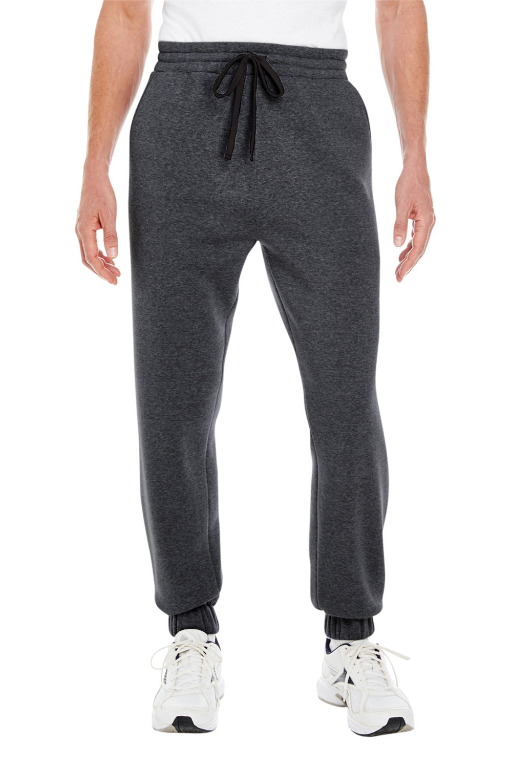 Burnside BU8800 Mens Fleece Jogger Sweatpants w/ Pockets Charcoal Grey Model Front