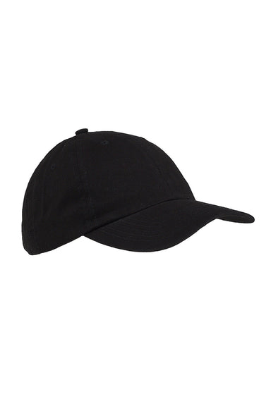 Big Accessories Hats BX001 Mens Brushed Twill Adjustable Hat Black Flat Front