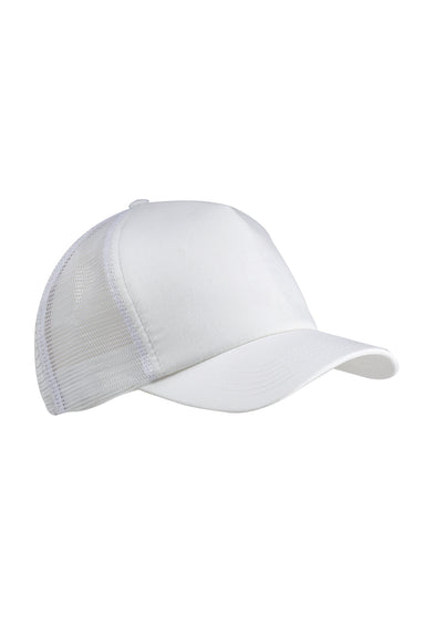 Big Accessories BX010 Mens Adjustable Trucker Hat White Flat Front