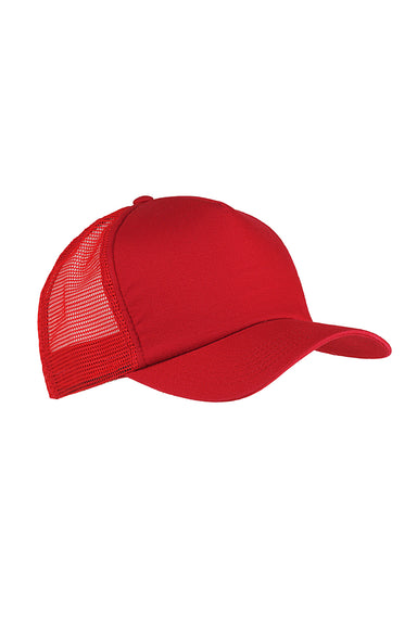 Big Accessories BX010 Mens Adjustable Trucker Hat Red Flat Front