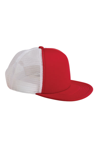 Big Accessories BX030 Mens Adjustable Trucker Hat Red/White Flat Front