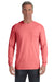 Comfort Colors 4410/C4410 Mens Long Sleeve Crewneck T-Shirt w/ Pocket Watermelon Pink Model Front