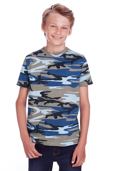 Code Five 2207 Youth Short Sleeve Crewneck T-Shirt Blue Woodland Model Front