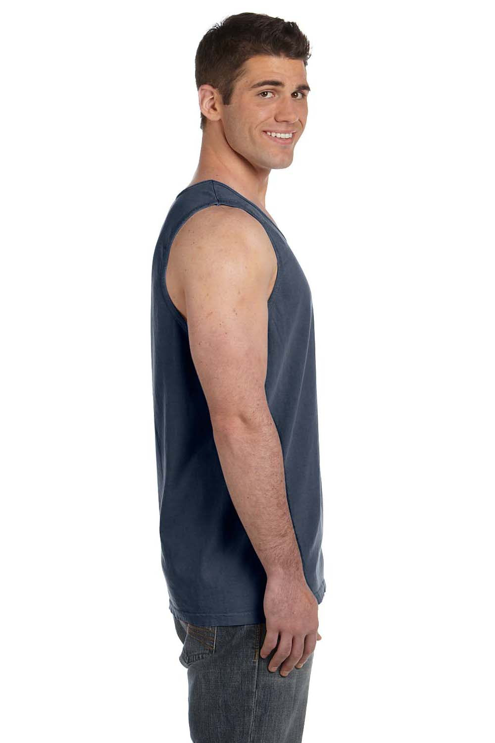 Comfort Colors 9360/C9360 Mens Tank Top Denim Blue Model Side