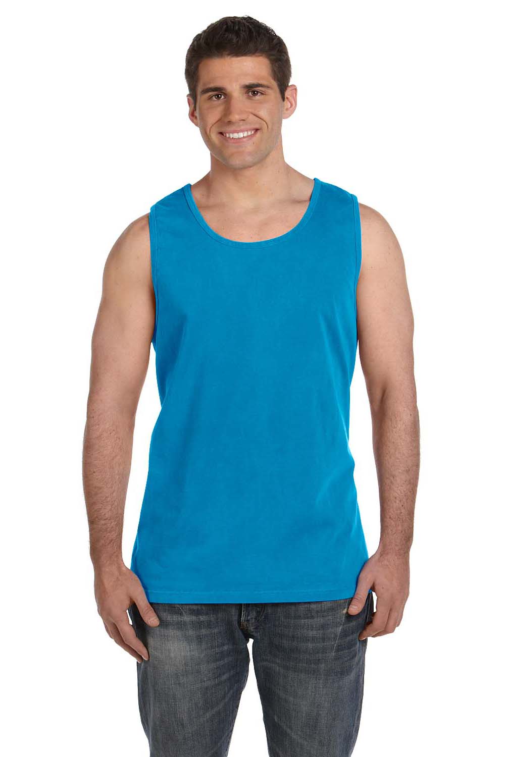 Comfort Colors 9360/C9360 Mens Tank Top Sapphire Blue Model Front