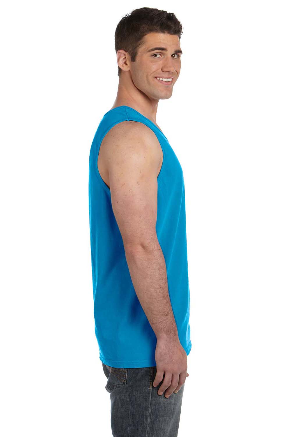 Comfort Colors 9360/C9360 Mens Tank Top Sapphire Blue Model Side