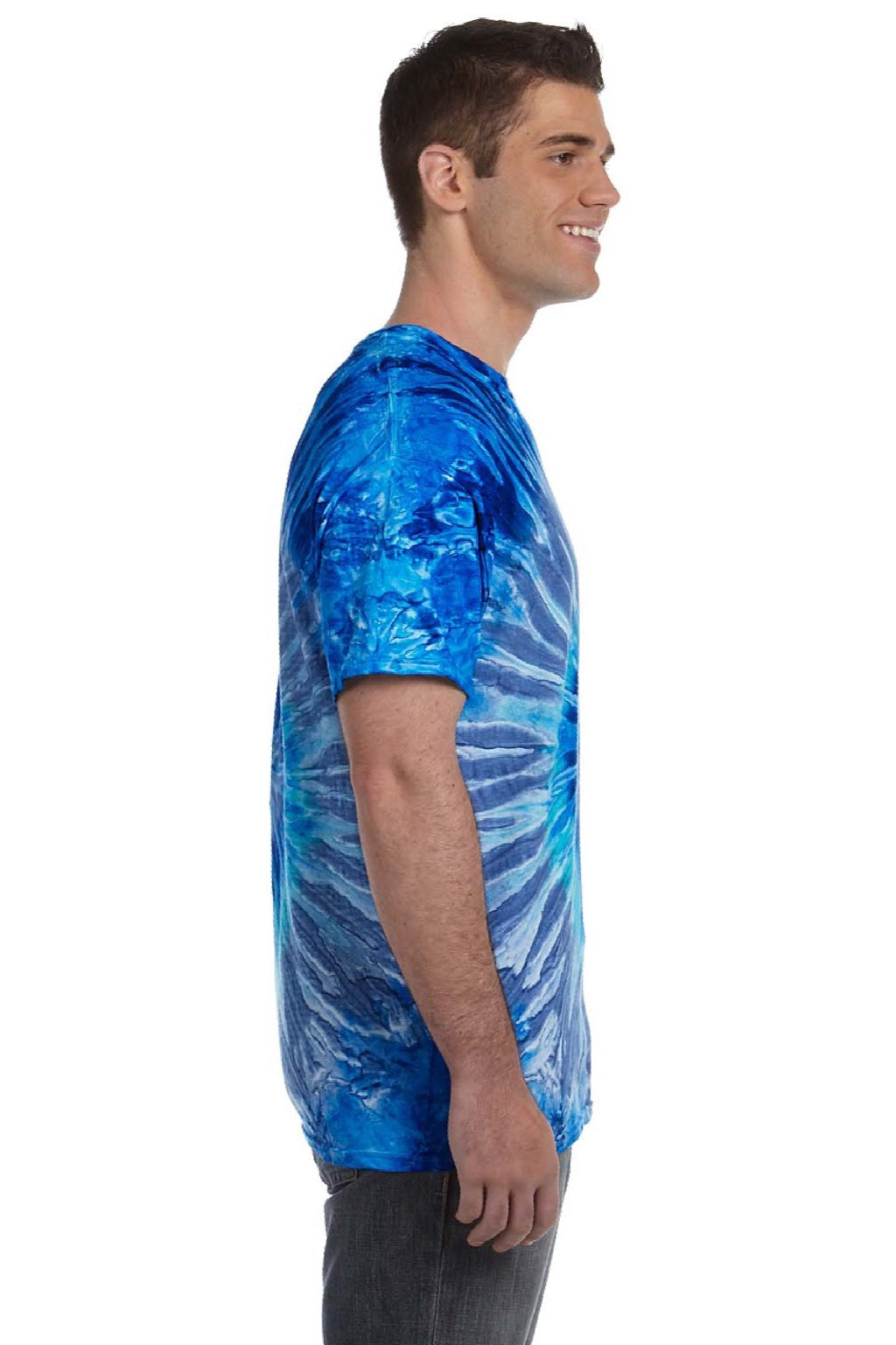 Colortone 1000 Mens Short Sleeve Crewneck T-Shirt Blue Jerry Model Side