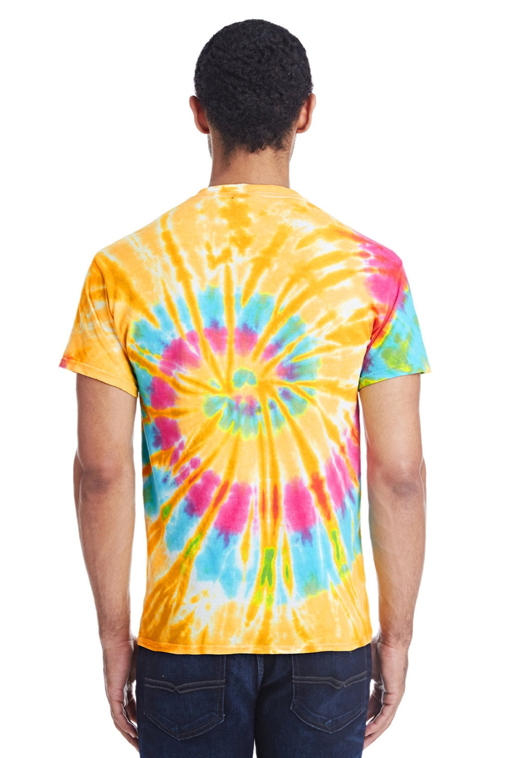 Colortone 1000 Mens Short Sleeve Crewneck T-Shirt Aurora Model Back