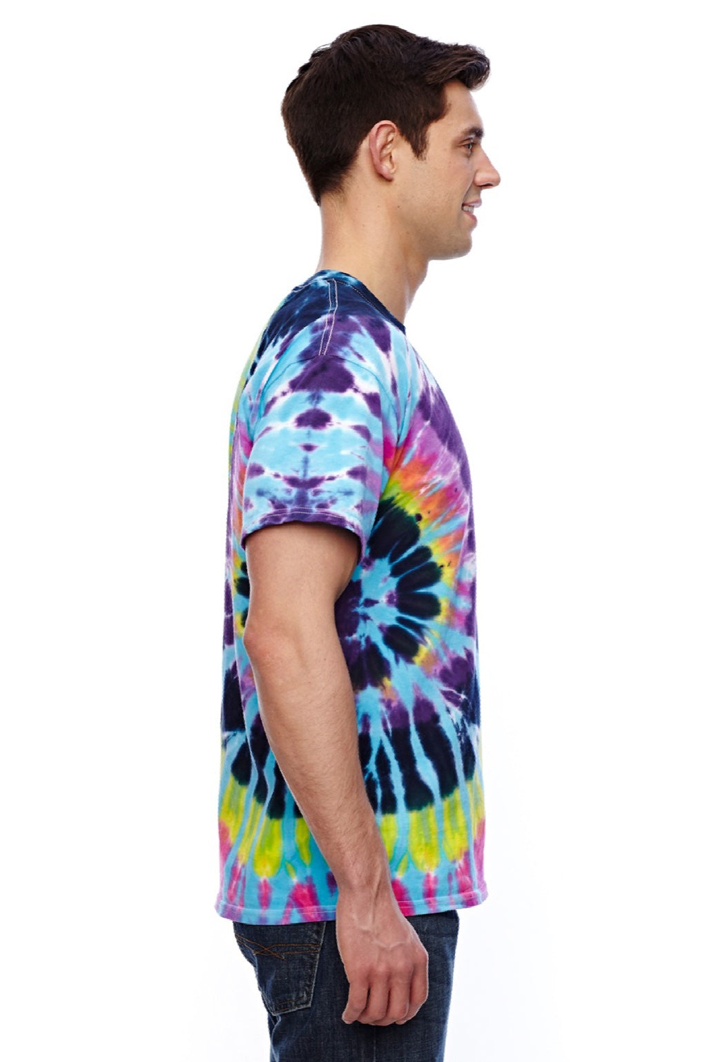 Colortone 1000 Mens Short Sleeve Crewneck T-Shirt Flashback Model Side