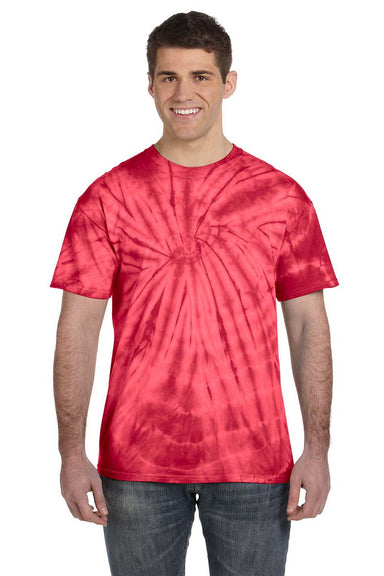 Tie-Dye CD101 Mens Short Sleeve Crewneck T-Shirt Red Model Front