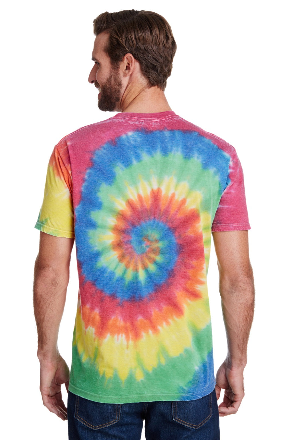Colortone 1090 Mens Burnout Festival Short Sleeve Crewneck T-Shirt Rainbow Model Back
