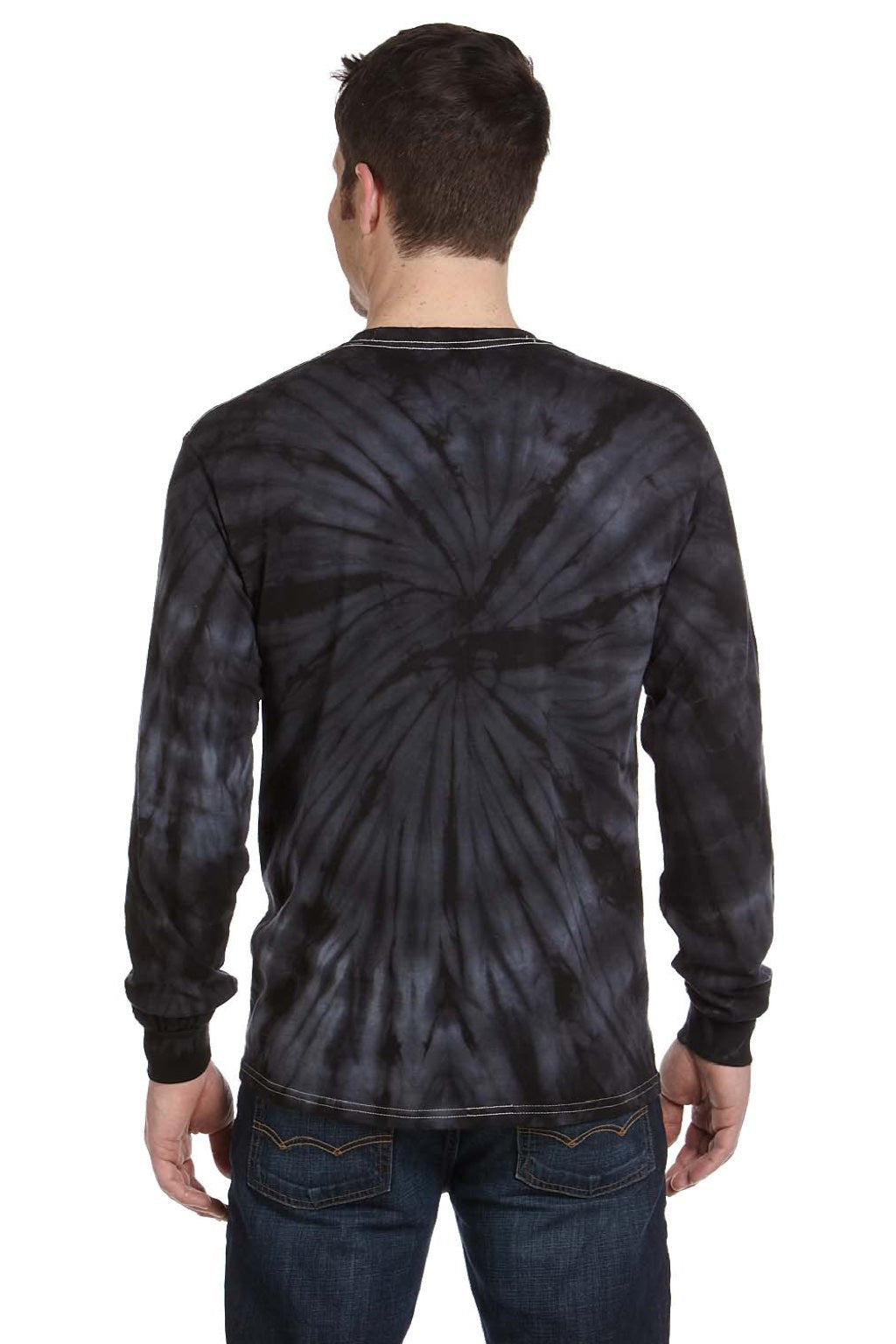 Colortone 2000 Mens Long Sleeve Crewneck T-Shirt Black Model Back