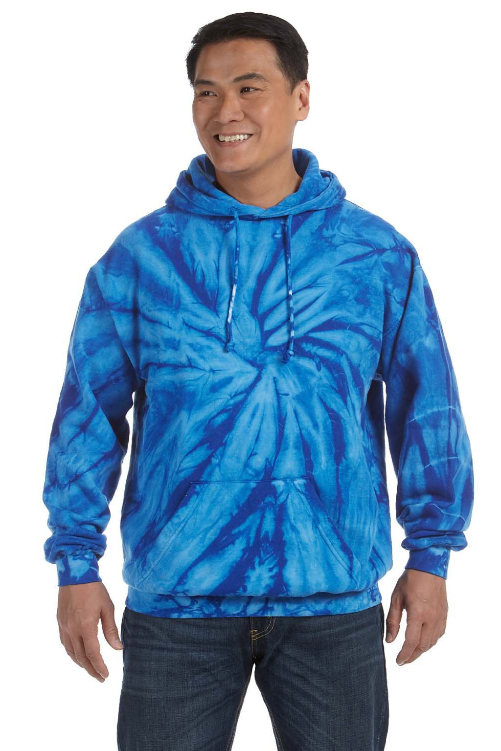 Colortone 8777 Mens Hooded Sweatshirt Hoodie w/ Pouch Pocket Royal Blue Model Front