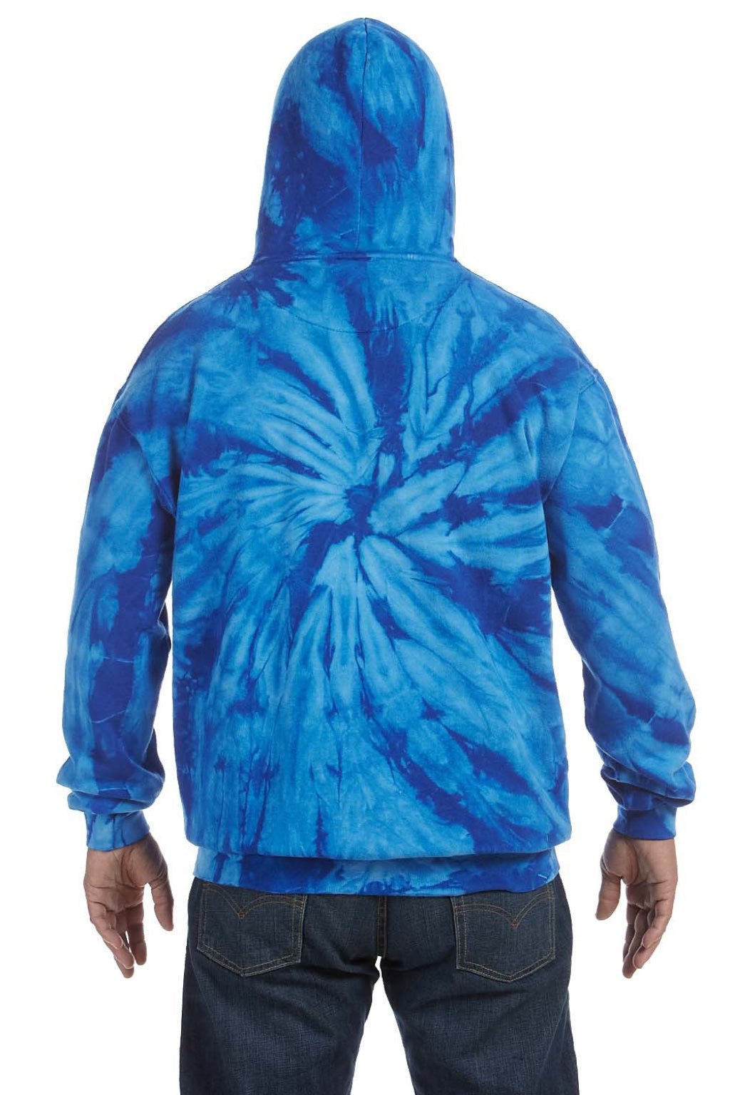 Colortone 8777 Mens Hooded Sweatshirt Hoodie w/ Pouch Pocket Royal Blue Model Back