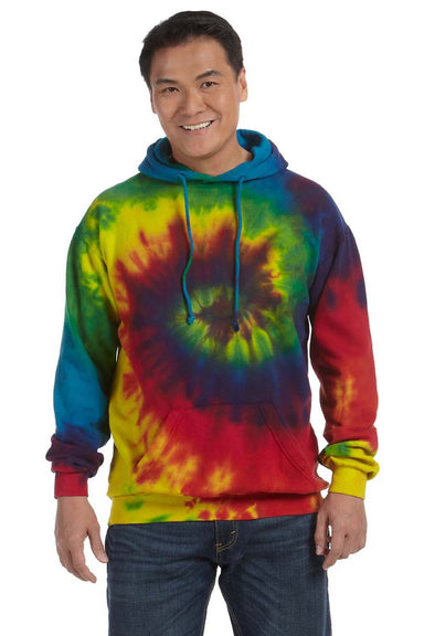 Colortone 8777 Mens Hooded Sweatshirt Hoodie w/ Pouch Pocket Reactive Rainbow Model Front
