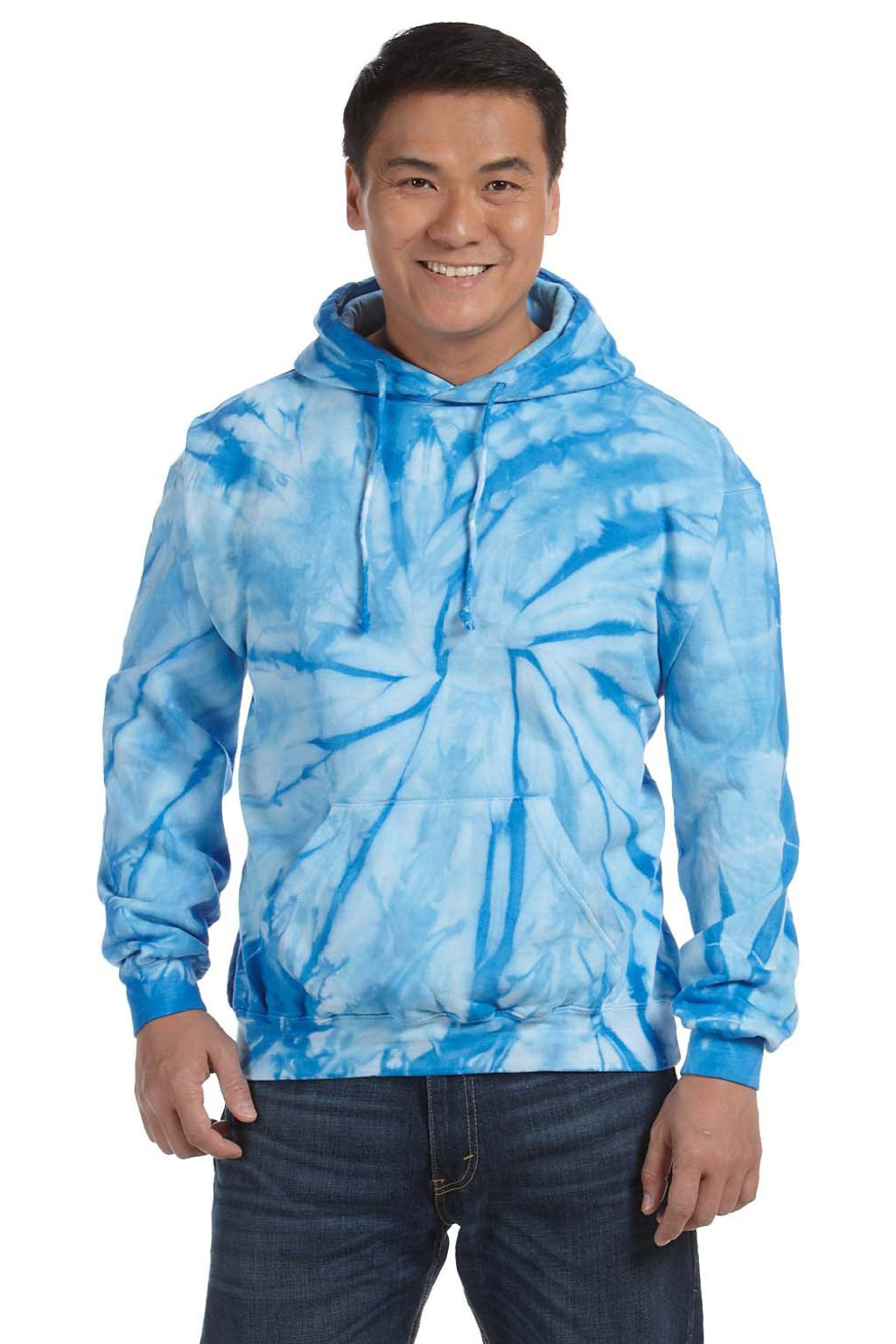 Colortone 8777 Mens Hooded Sweatshirt Hoodie w/ Pouch Pocket Baby Blue Model Front